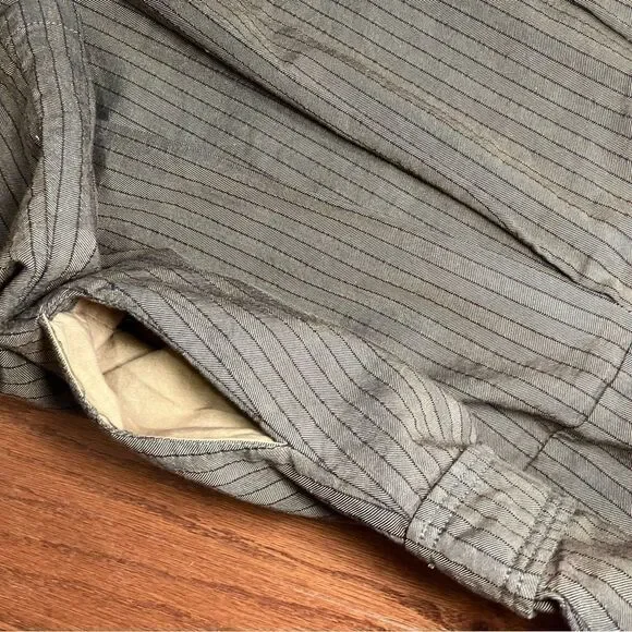 MRS PEPPER M Striped Pleated Jacket Embroidered Sleeves Vintage - Picture 9 of 15